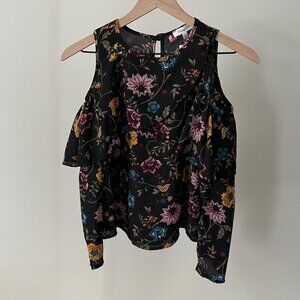 Persaya Girl Kaity Flounce Cold Shoulder Top